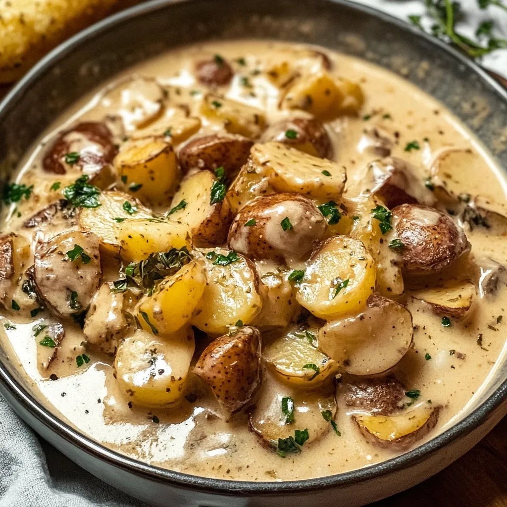 Kartoffeln in Knoblauch-Sahne-Soße