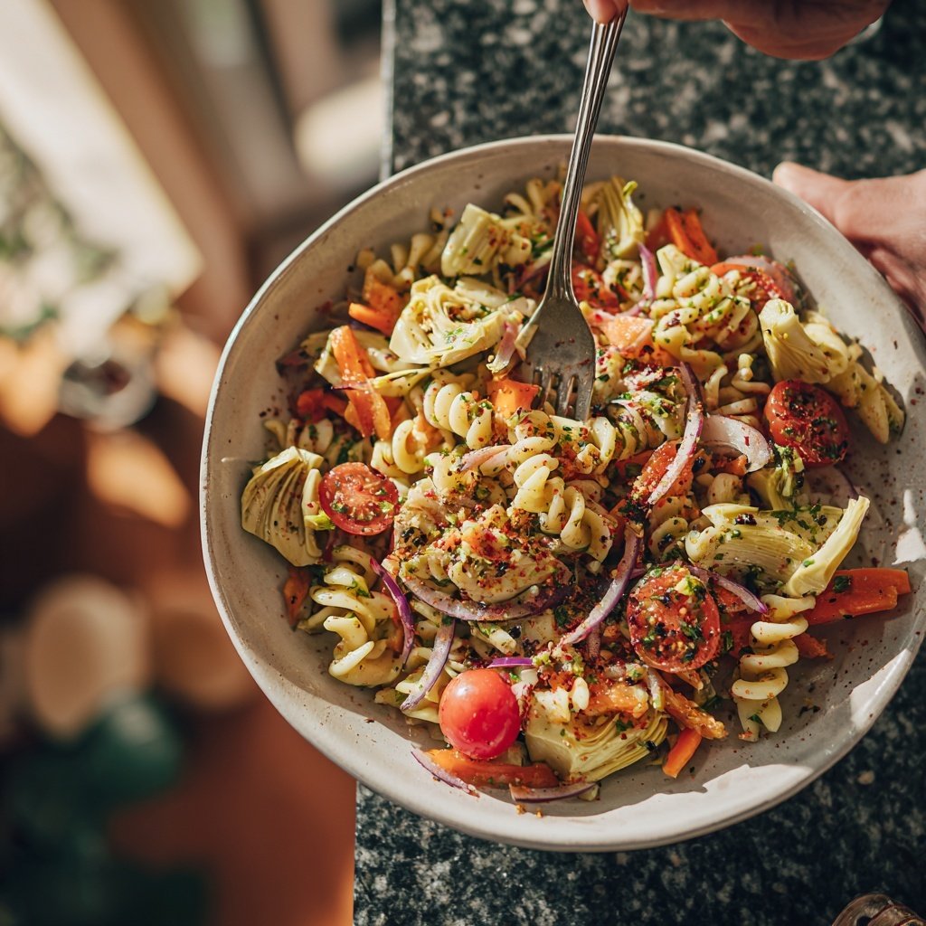 Mediterraner Nudelsalat Mit Artischocken