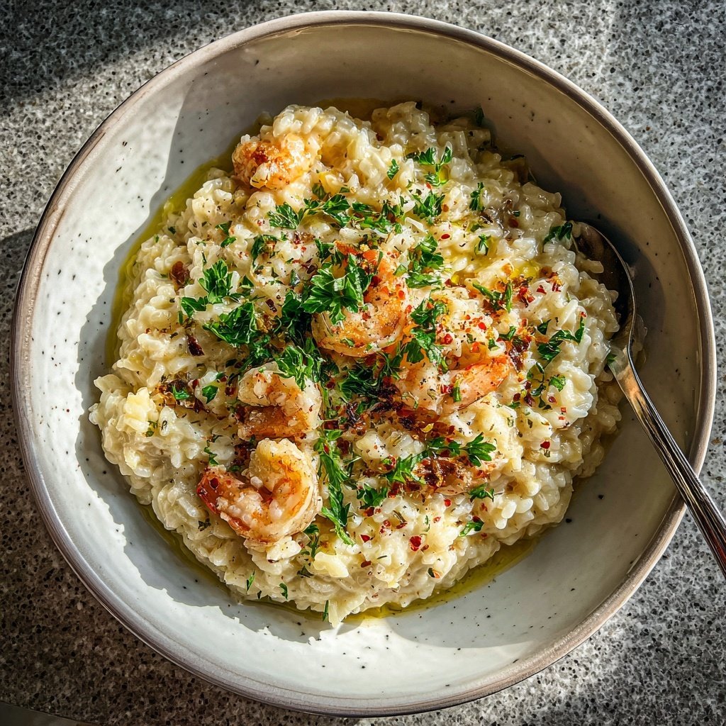 Risotto mit Garnelen und Knoblauch