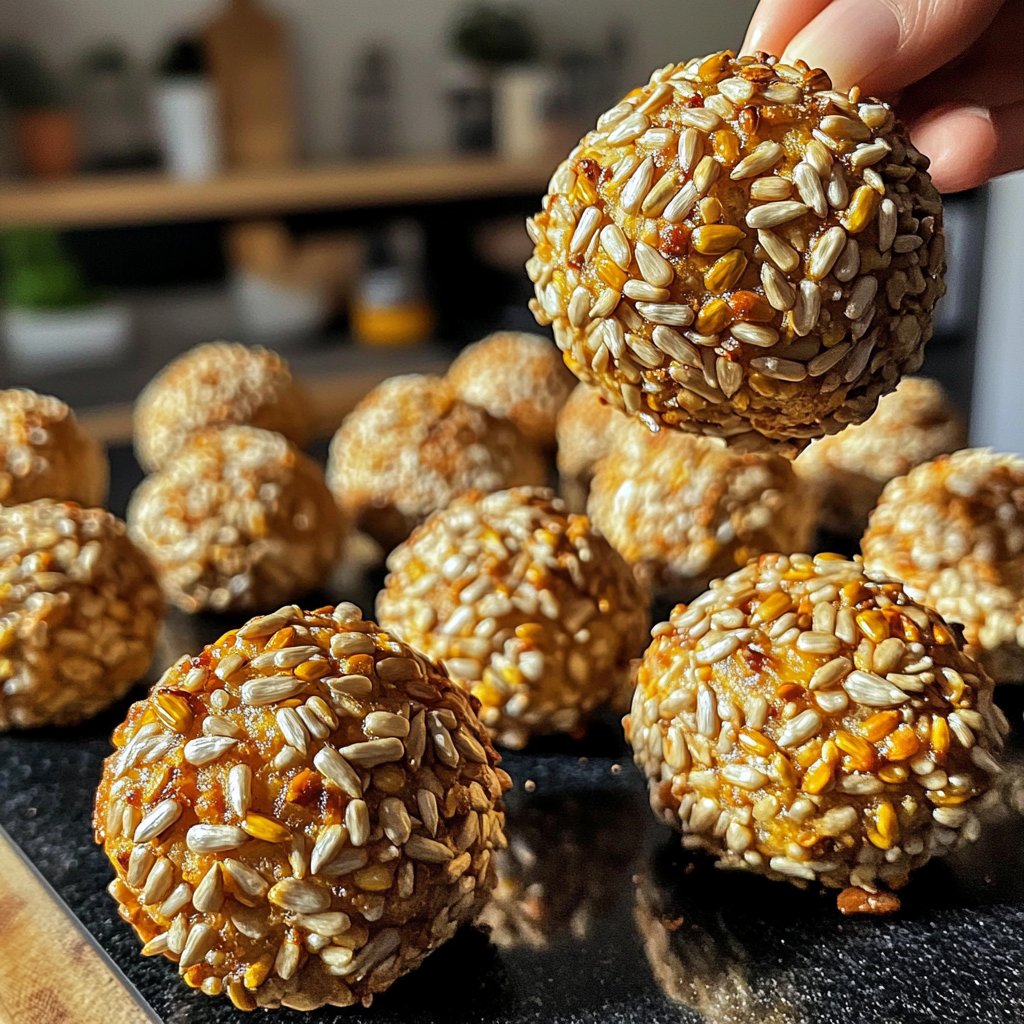 Protein Bällchen mit Sonnenblumenkernen