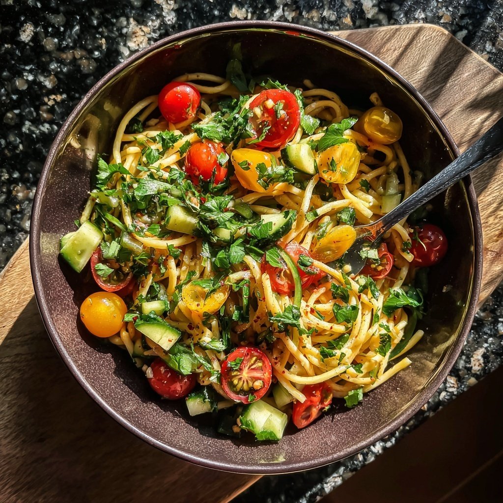 Mediterraner Nudelsalat Mit Petersilie