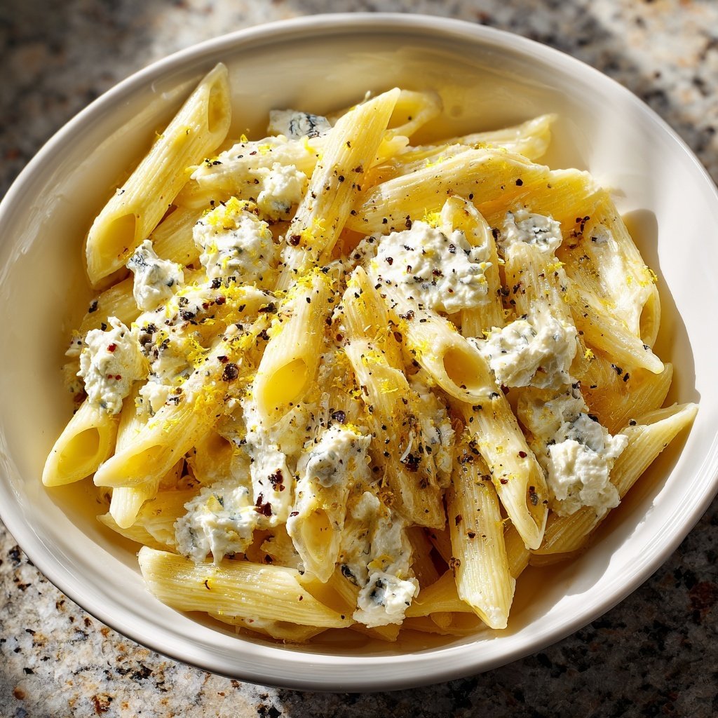 Penne mit Ricotta und Zitrone