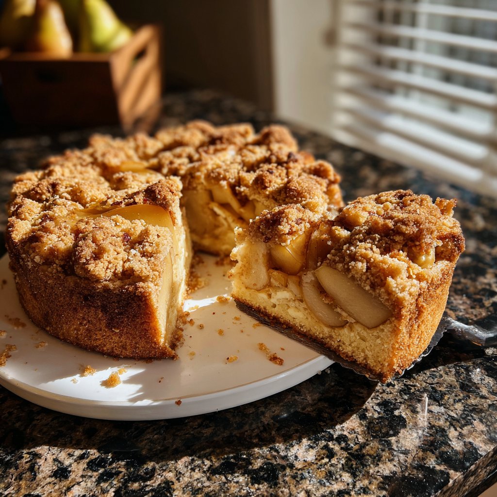 Kuchen mit Birnen und Streuseln
