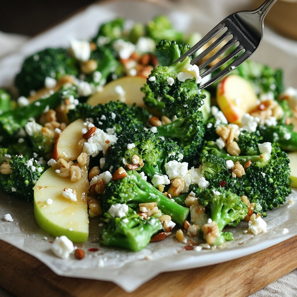 Brokkoli-Salat mit Äpfeln, Nüssen & Feta – Knackig & frisch
