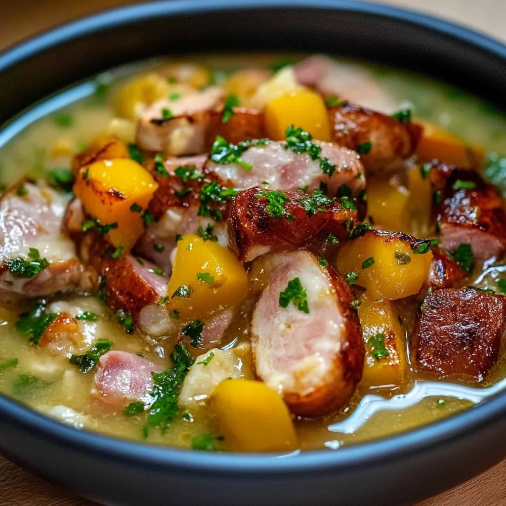 Herzhafter Steckrübeneintopf mit Kassler und Kohlwurst